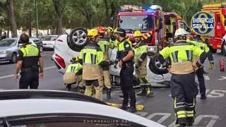 Un choque con vuelco obliga a cortar la Ronda del Tamarguillo