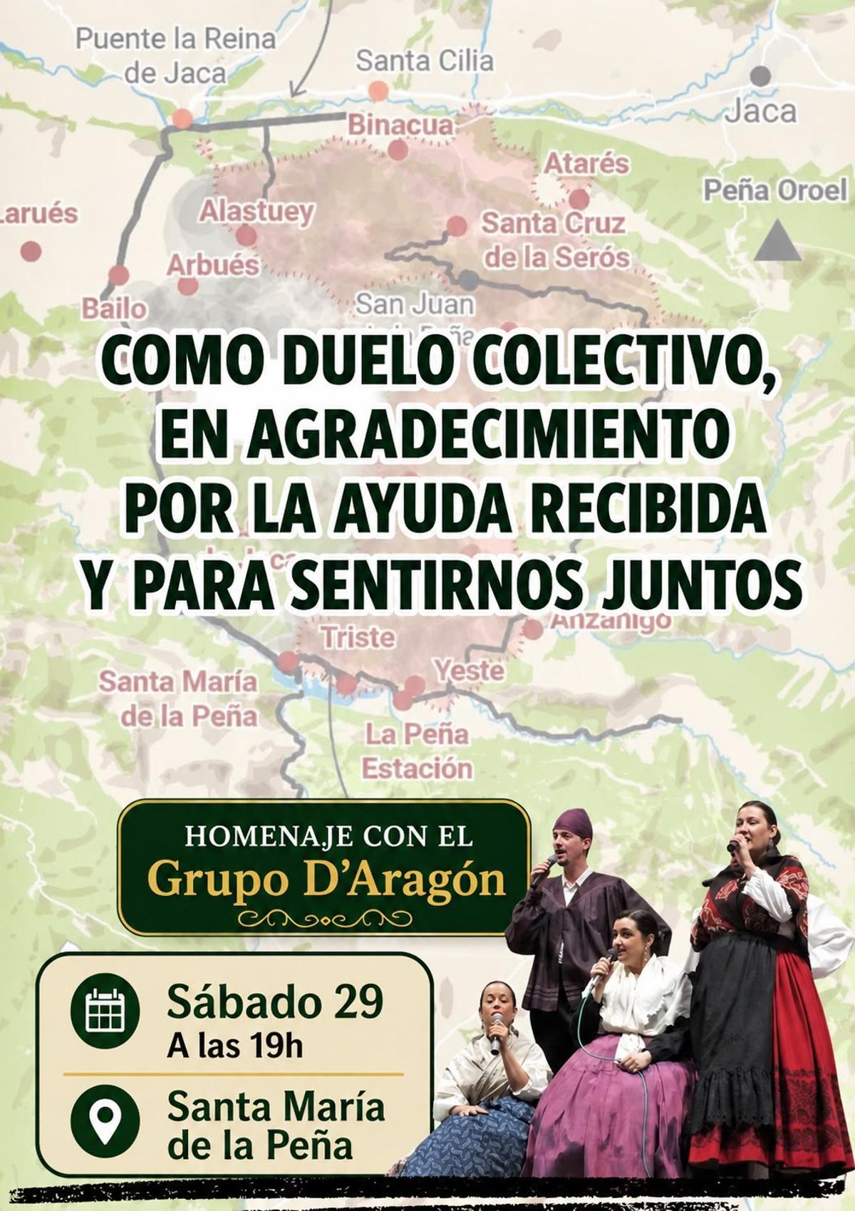 Cartel oficial del acto que va a tener lugar en Santa María de la Peña este próximo sábado