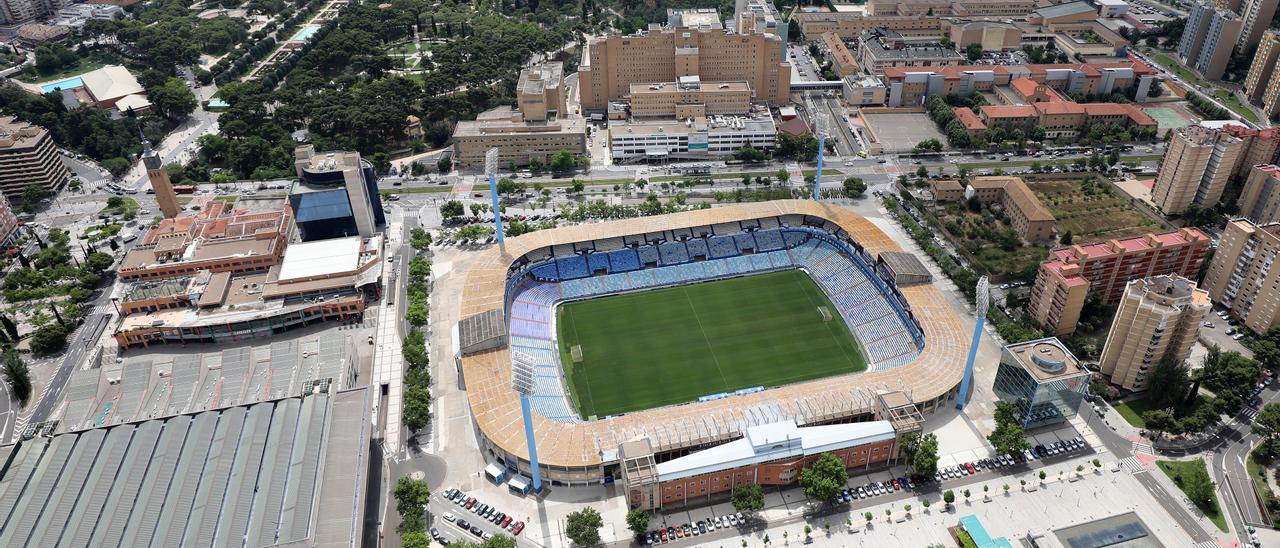 Vista aérea del estadio de La Romareda.