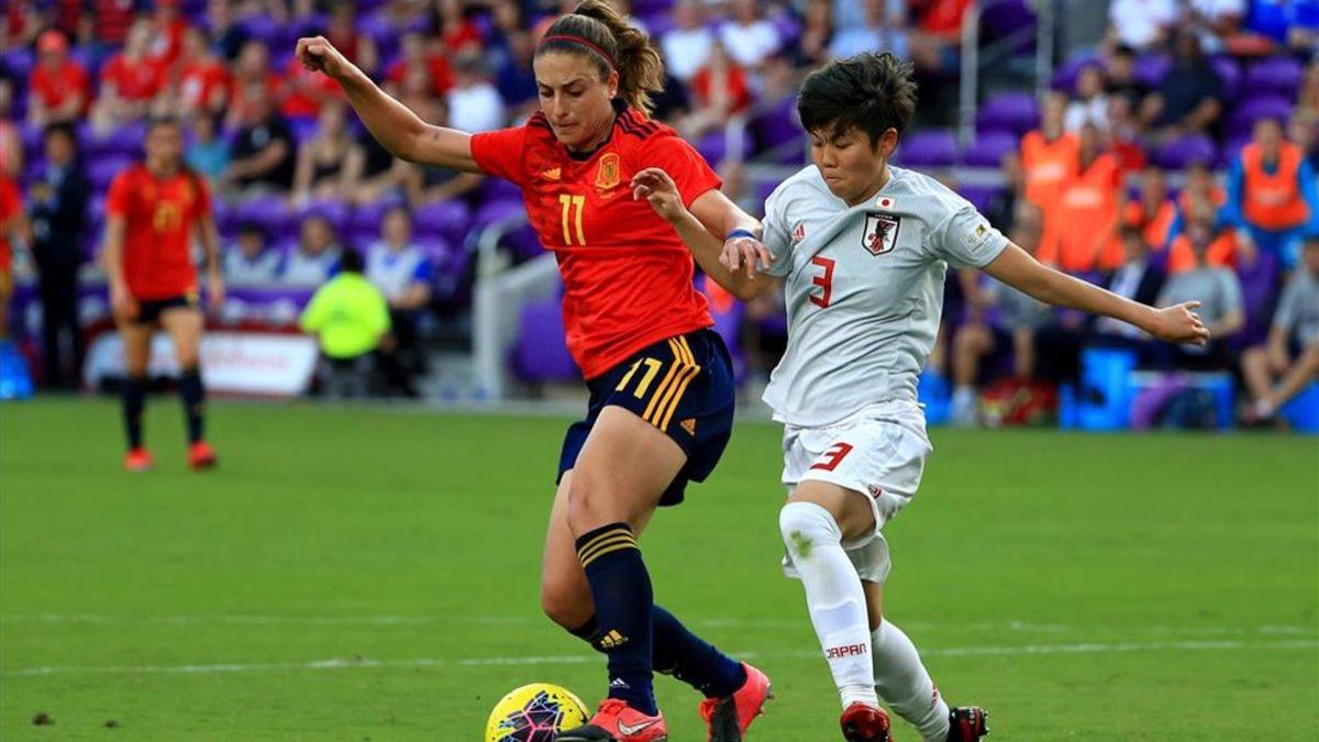 Alexia Putellas en un lance del juego frente a Japón en la She Believes Cup