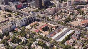 Imagen aérea de la parcela propiedad del Ministerio de Defensa que acogerá el nuevo cuartel general de la cartera de Margarita Robles