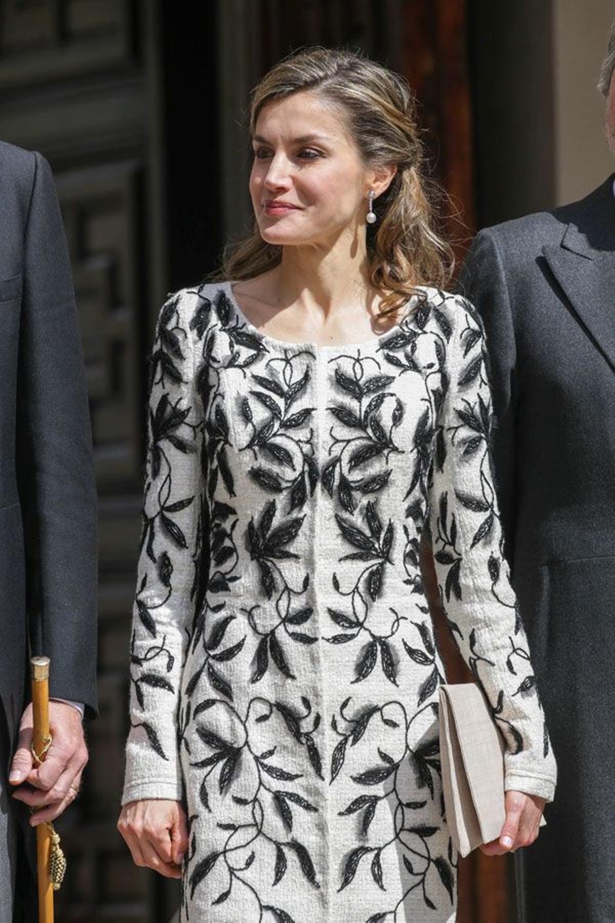 Letizia Ortiz con el vestido bordado de Felipe Varela que abrió la polémica