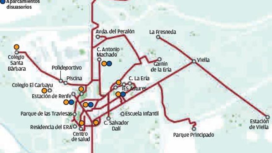 Siero fomenta el uso de los carriles bici de Lugones con un plano informativo que simula al del metro