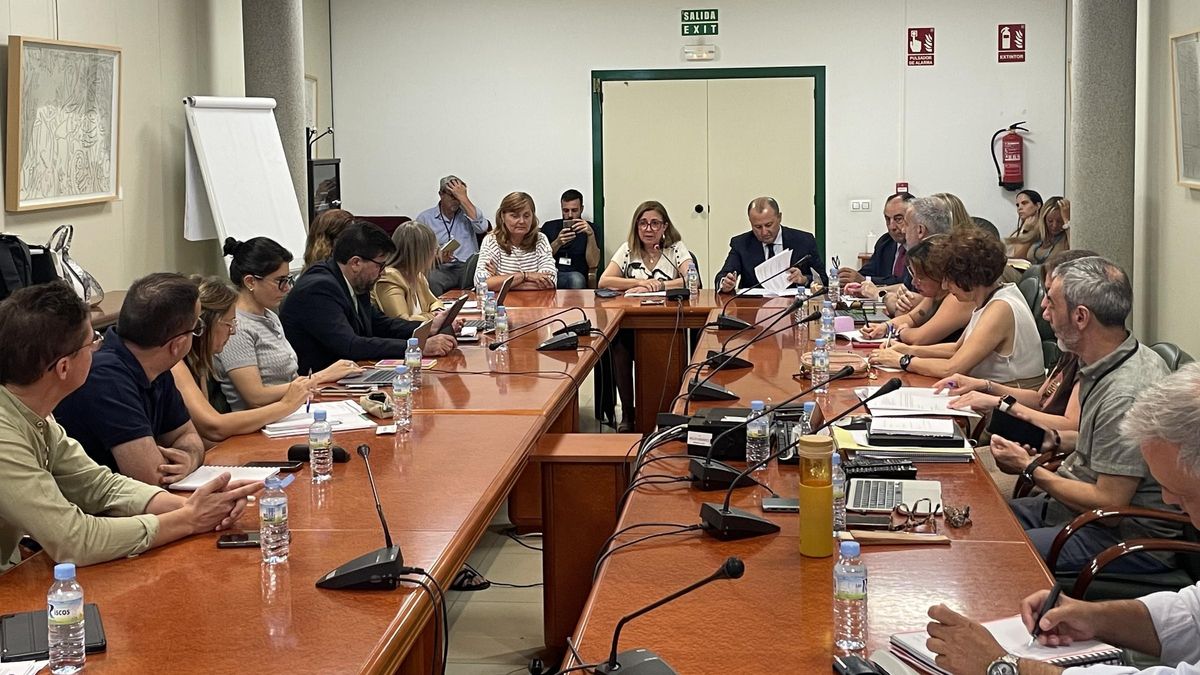Asistentes a la mesa de población, este miércoles, en Mérida.