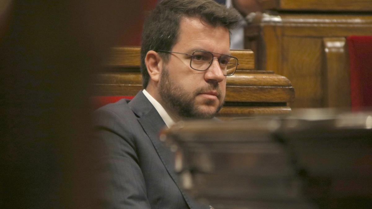 El 'president' de la Generalitat, Pere Aragonès, este miércoles en el Parlament