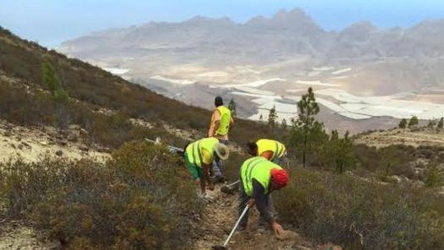 Puesta a punto de los senderos que unen La Aldea y Mogán