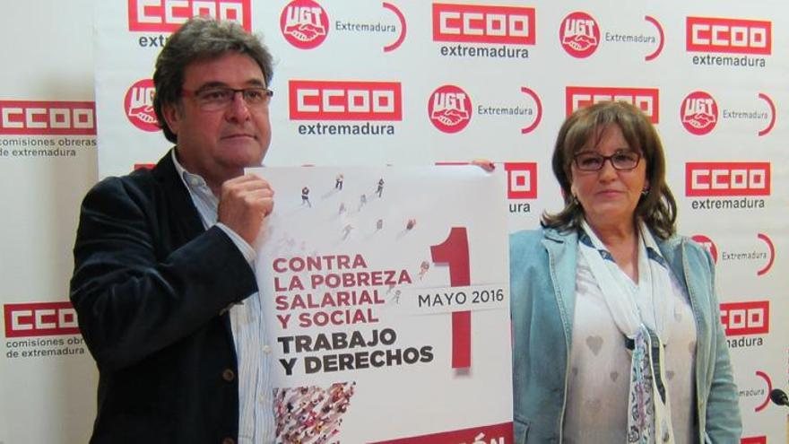 CCOO y UGT de Extremadura presentan un 1 mayo reivindicativo por la mala situación política y del paro