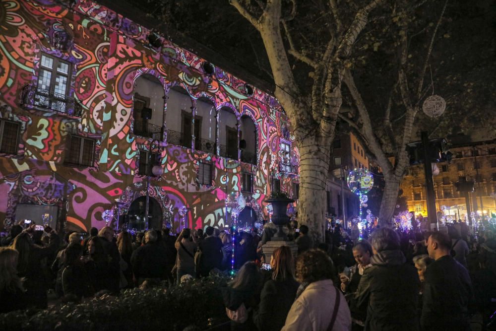 Palma "flipa" con el encendido de Navidad