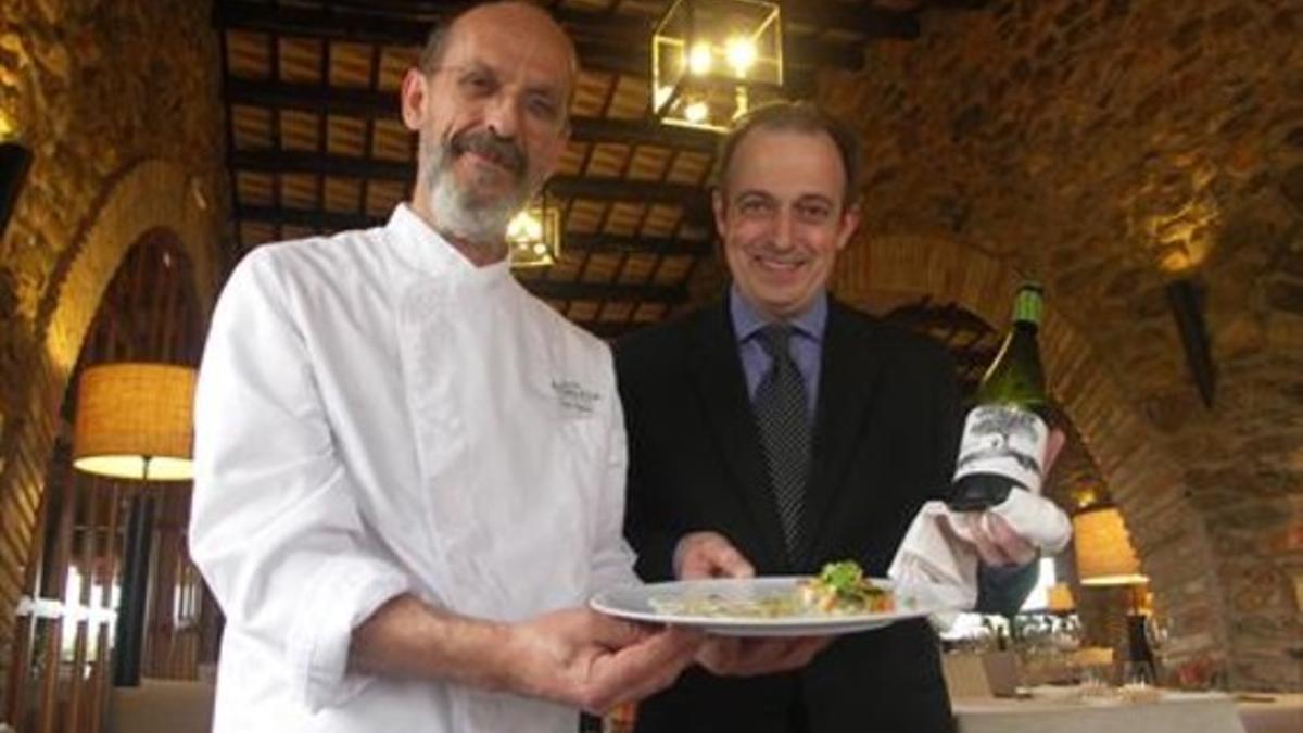 Xavier Sagristà y Toni Gerez, en el restaurante Aires, del Hotel Peralada.