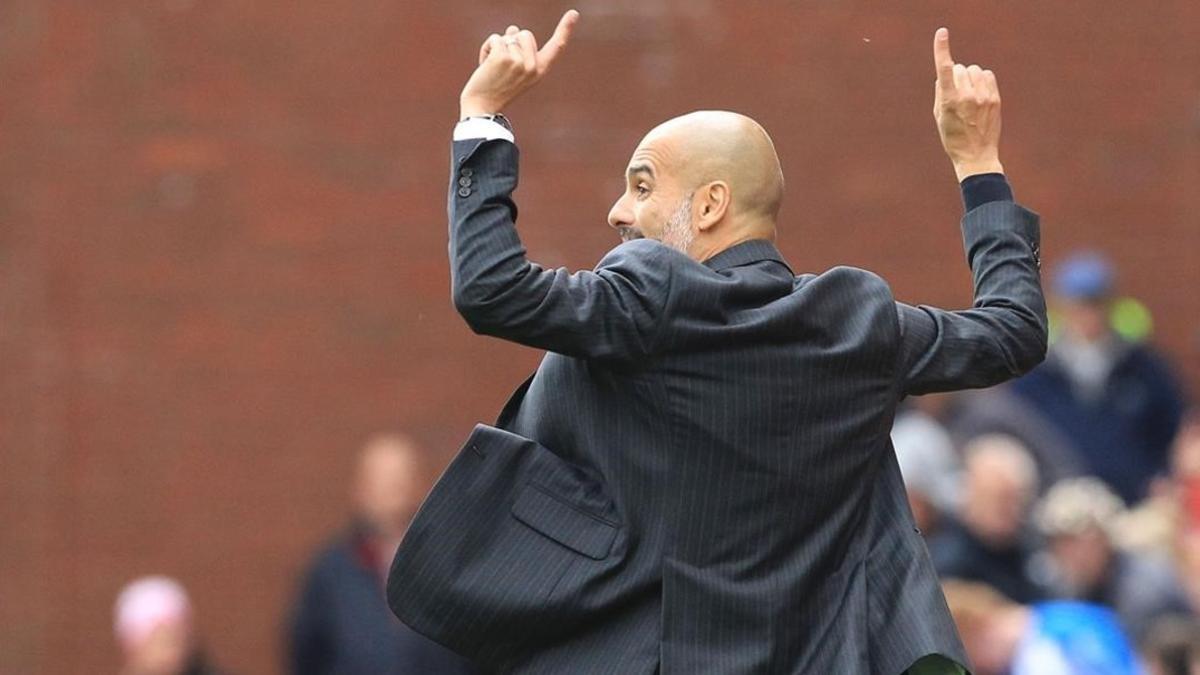 Pep Guardiola, durante el partido contra el Stoke.