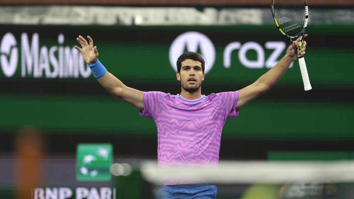 Carlos Alcaraz, tras ganar la semifinal de Indian Wells a Jannik Sinner