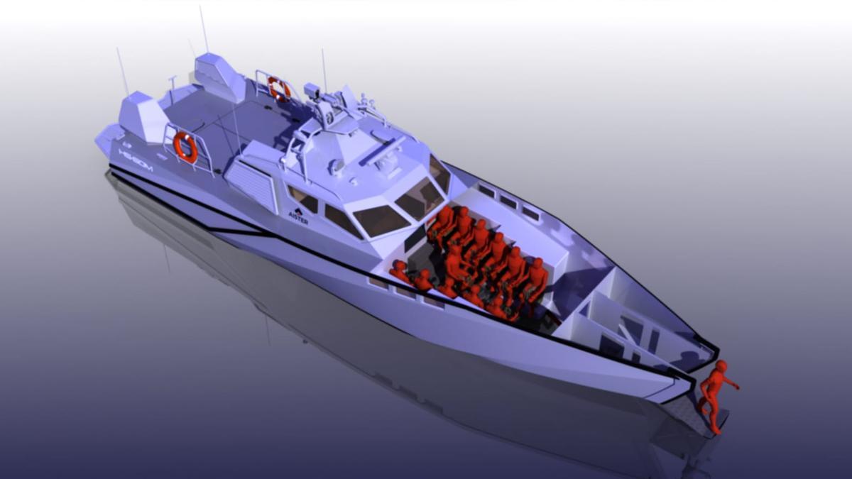 Recreación de la HS60 Combat presentada por el astillero moañés Aister