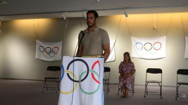 Rodrigo Germade, en su recepción en Cangas tras París.