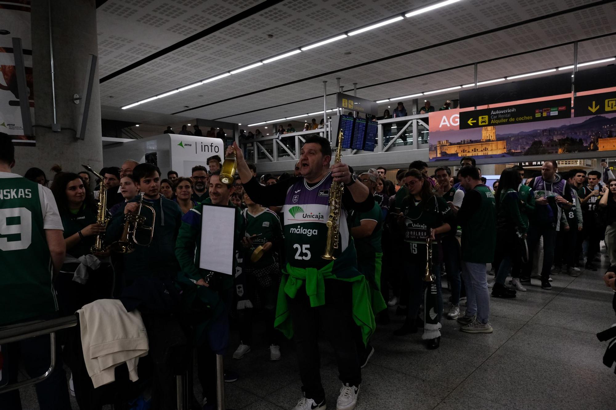 La llegada del Unicaja al aeropuerto de Málaga tras ganar la Copa del Rey