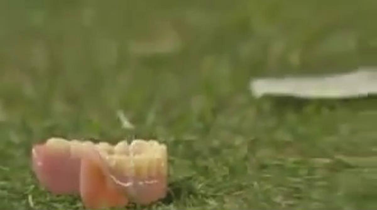 La peça d’ortodòncia va caure a la gespa sense arribar a colpejar l’entrenador.