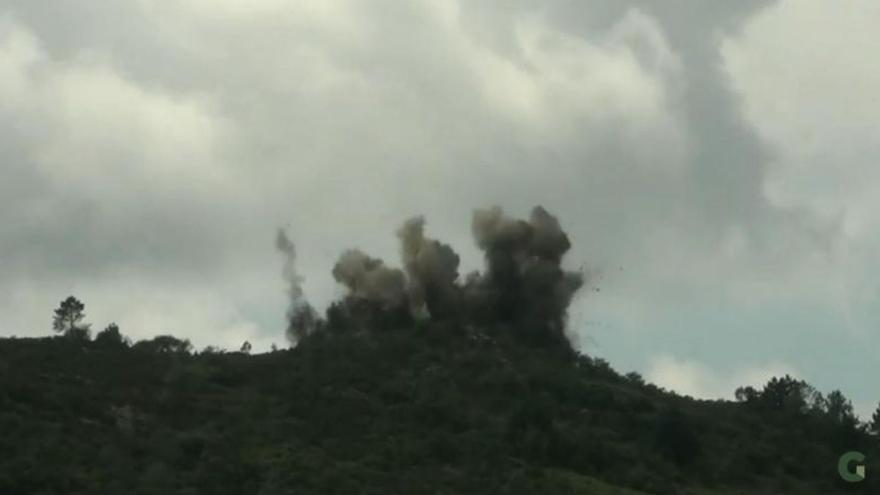 Fotograma de un vídeo con voladuras para eólicos en Monte Acibal difundido por GCiencia. |