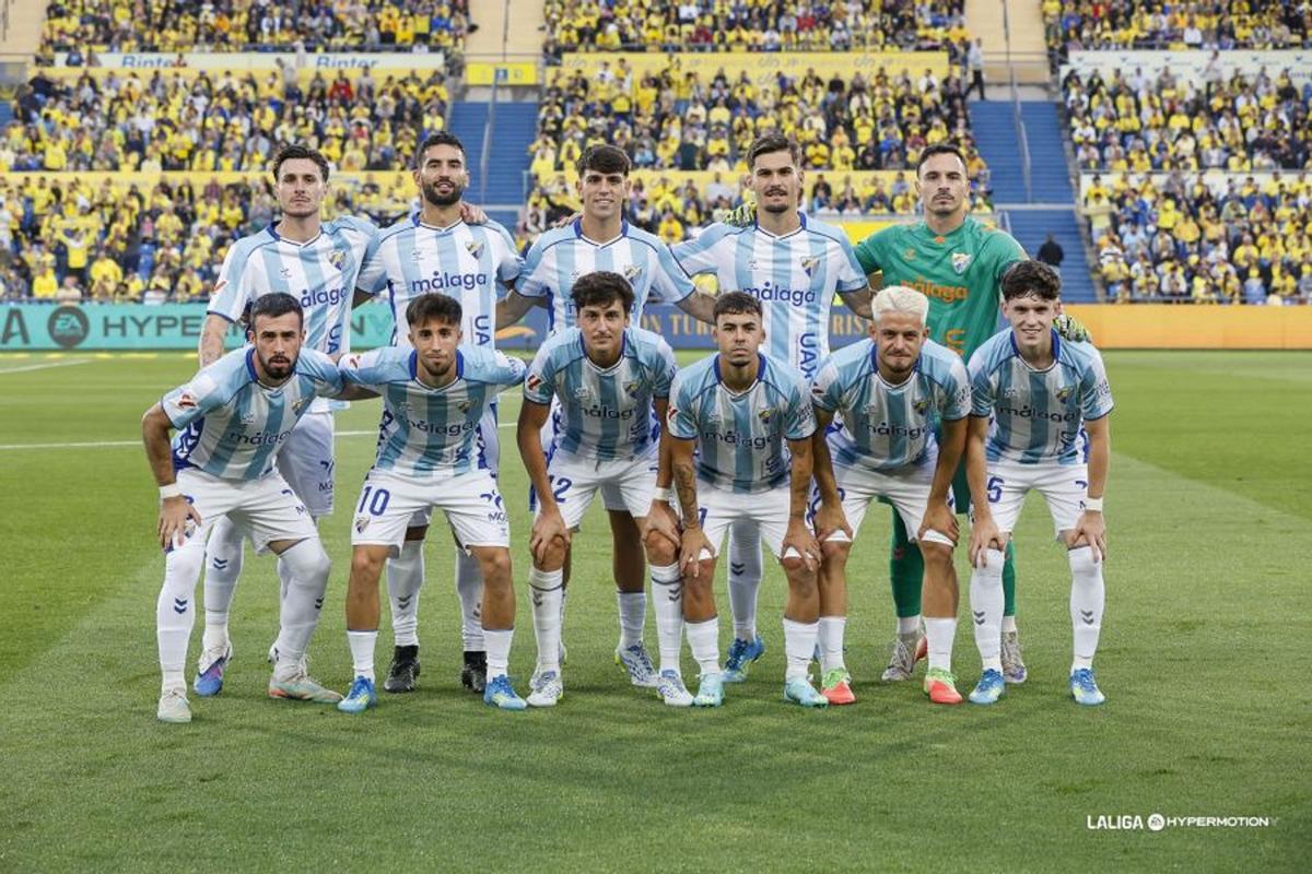 Este fue el once del Málaga CF en la ida de las semifinales del play off contra Las Palmas.