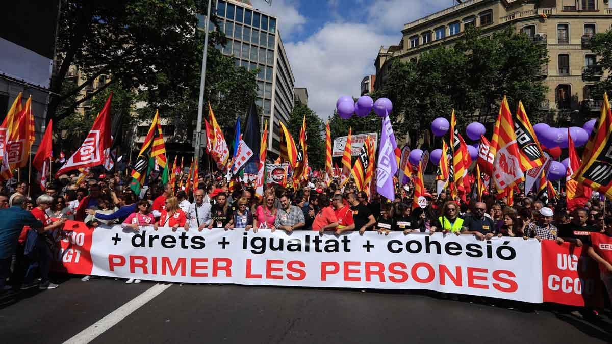 Arranca la manifestación del 1 de mayo en Barcelona.