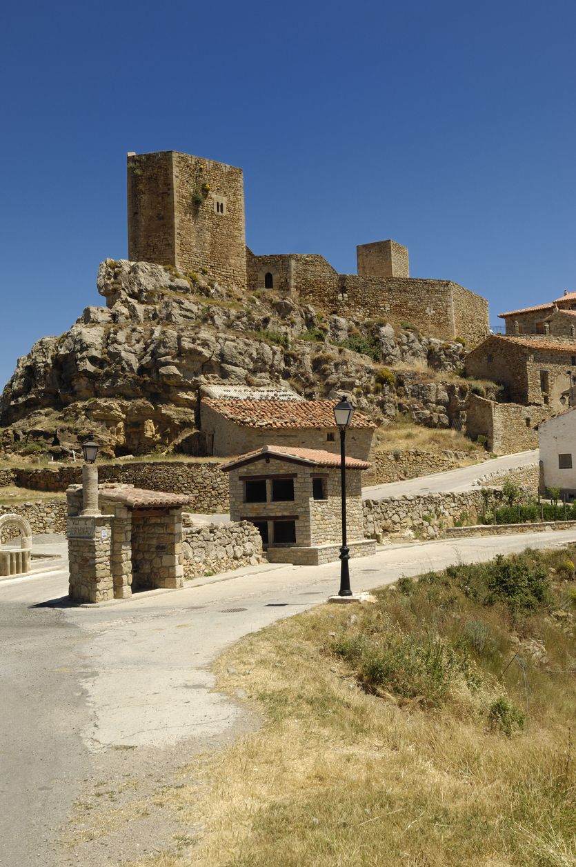 Castillo de Puertomingalvo, Teruel provincia, Aragón, España.