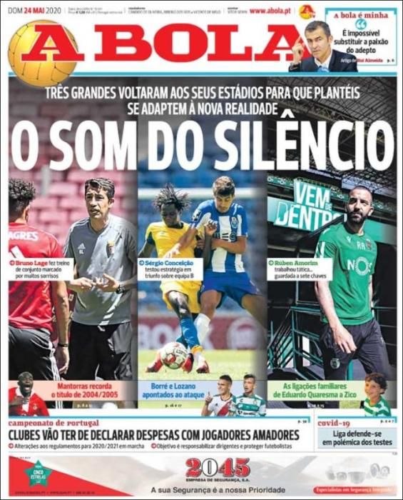 Portada A BOLA domingo 24 mayo 2020