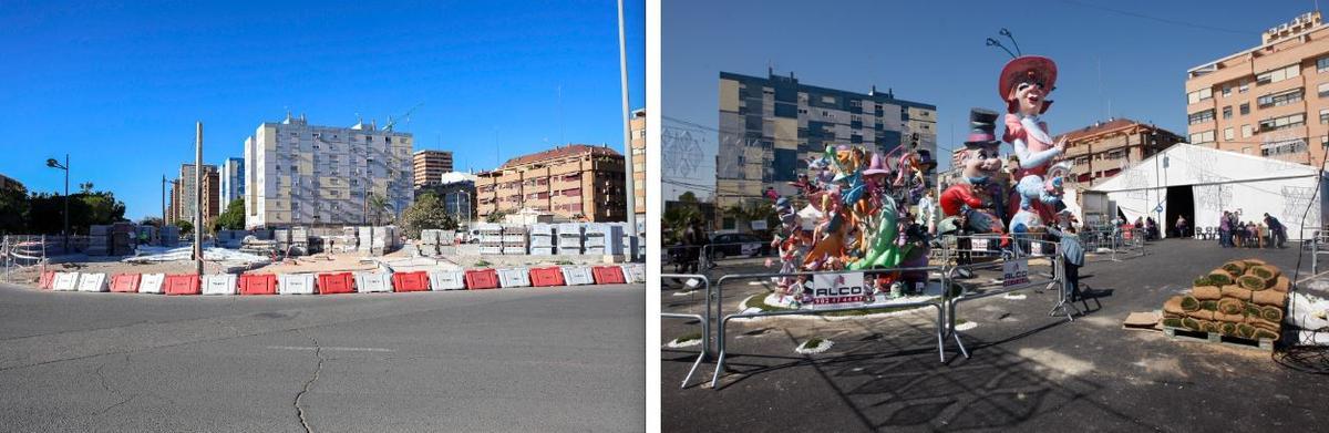 El solar de la Estación del Cabanyal en obras donde montaba la comisión Barrio Beteró