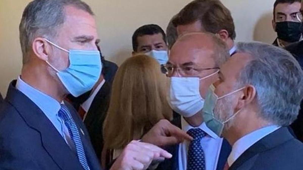 Fernando Pizarro, con el rey en Yuste, en 2021.