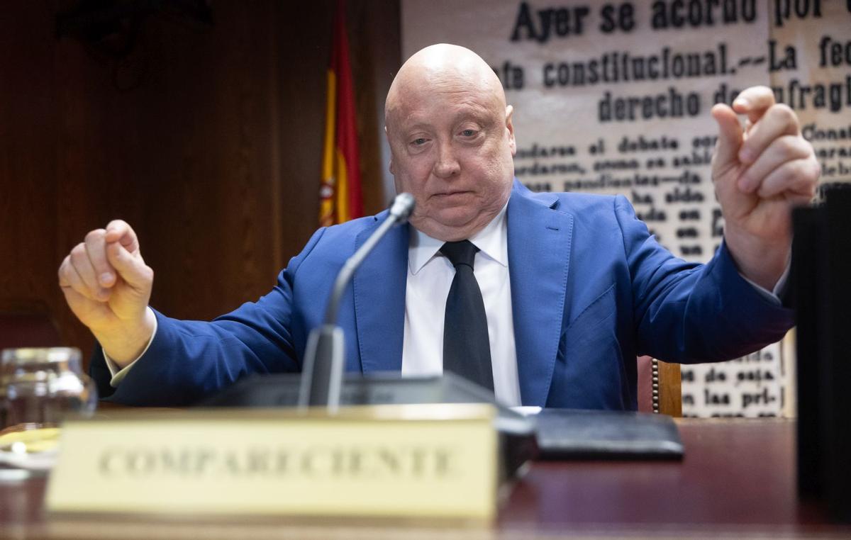 El fundador de Forestalia, Fernando Samper, en su comparecencia en el Senado, este lunes.