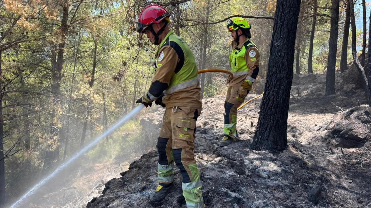 Imagen del cuerpo de bomberos provincial trabajando en el incendio de la Vall d'Uixó.