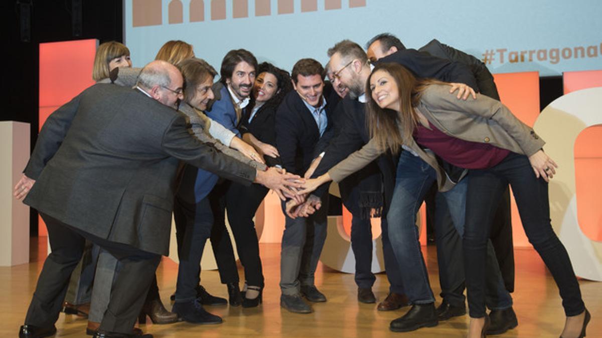 Albert Rivera al final del acto de Ciutadans en el Palau de Congressos de Tarragona.