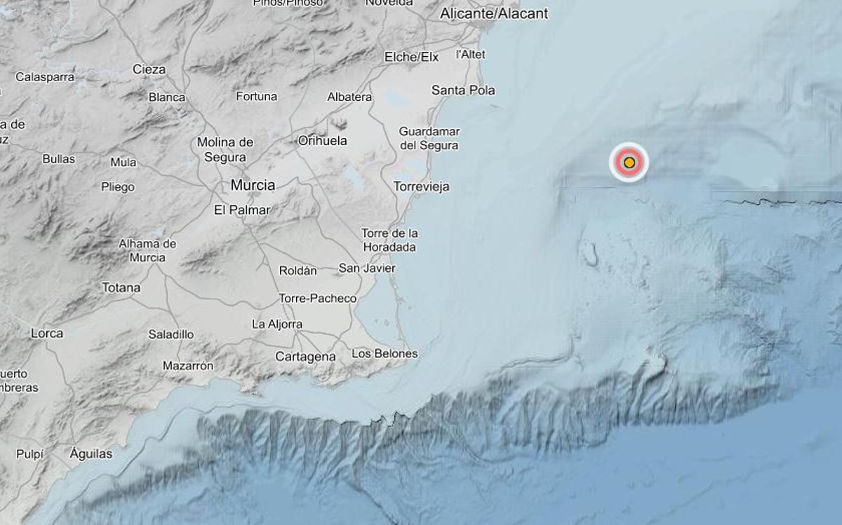 Epicentro del terremoto que ha 'bañado' Cabo de Palos,