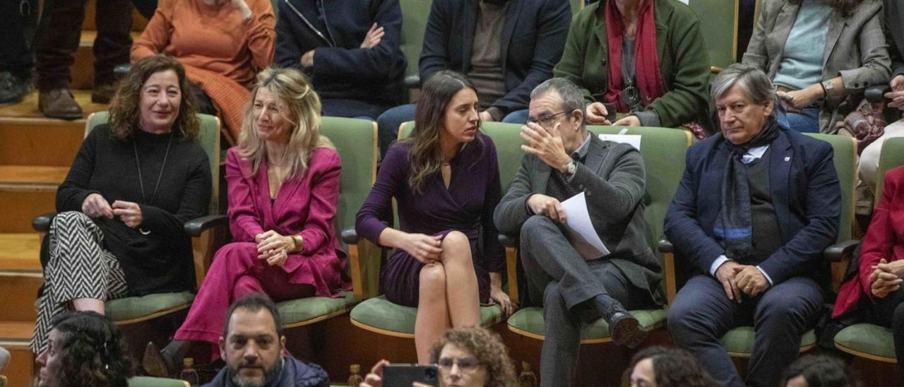 Francina Armengol, Yolanda Díaz, Irene Montero y Juan Pedro Yllanes, la semana pasada en Palma.