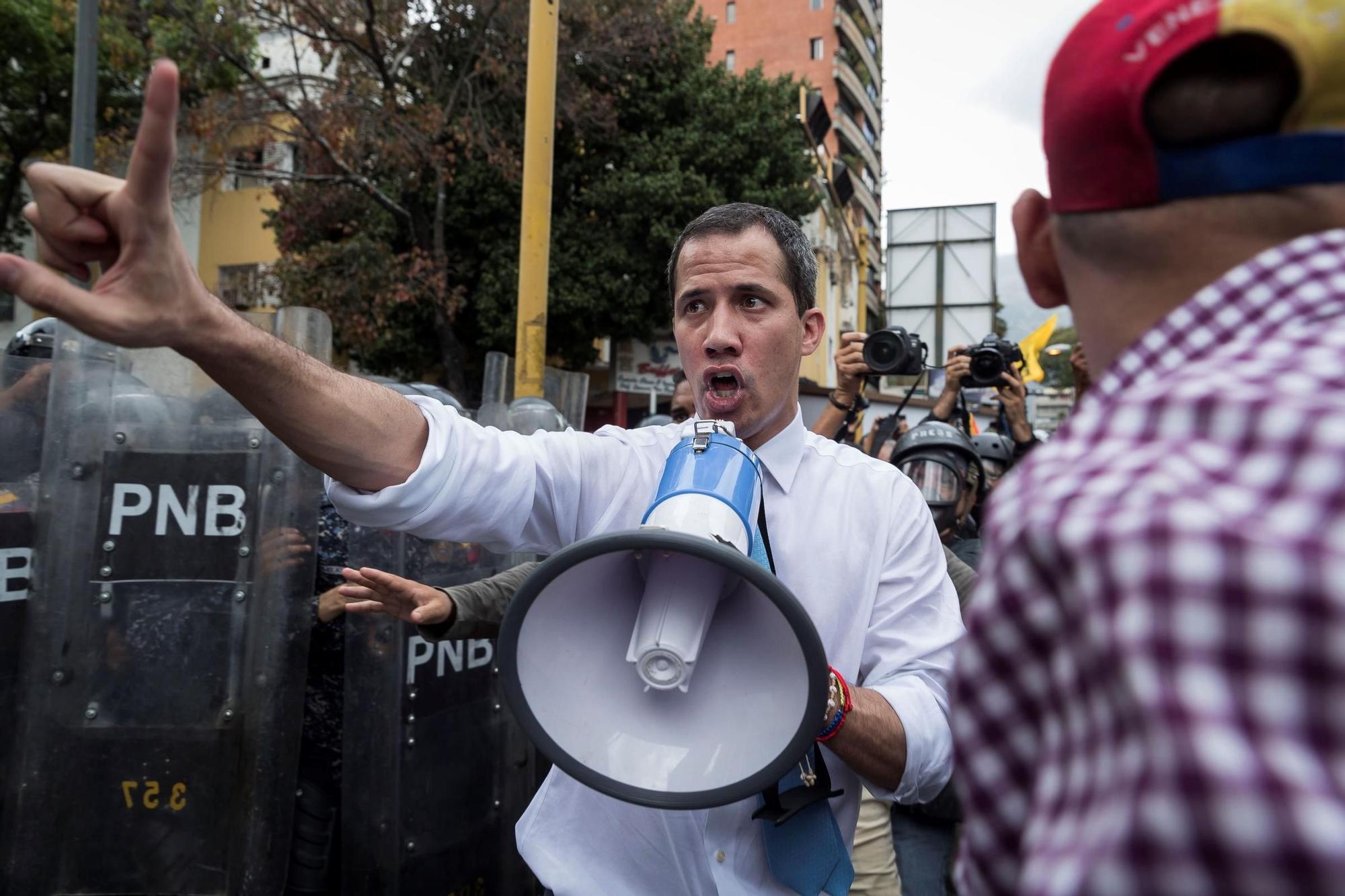 Juan Guaidó, durante una marcha en Caracas