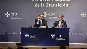 Rajoy, en la jornada sobre la Transición organizada por el CEU en Valencia.