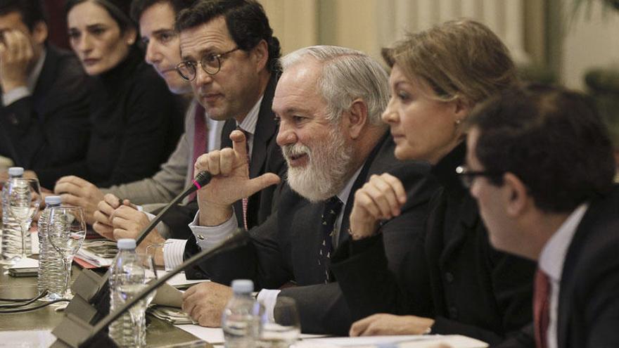 El ministro de Agricultura, Alimentación y Medio Ambiente, Miguel Arias Cañete (3d), durante la Conferencia Sectorial de Agricultura celebrada ayer en Madrid.