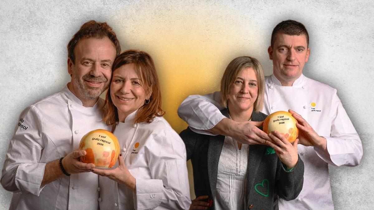 A la izquierda, Nacho y Esther Manzano; a la derecha, Sonia Gonzáles y Vicente Cabal