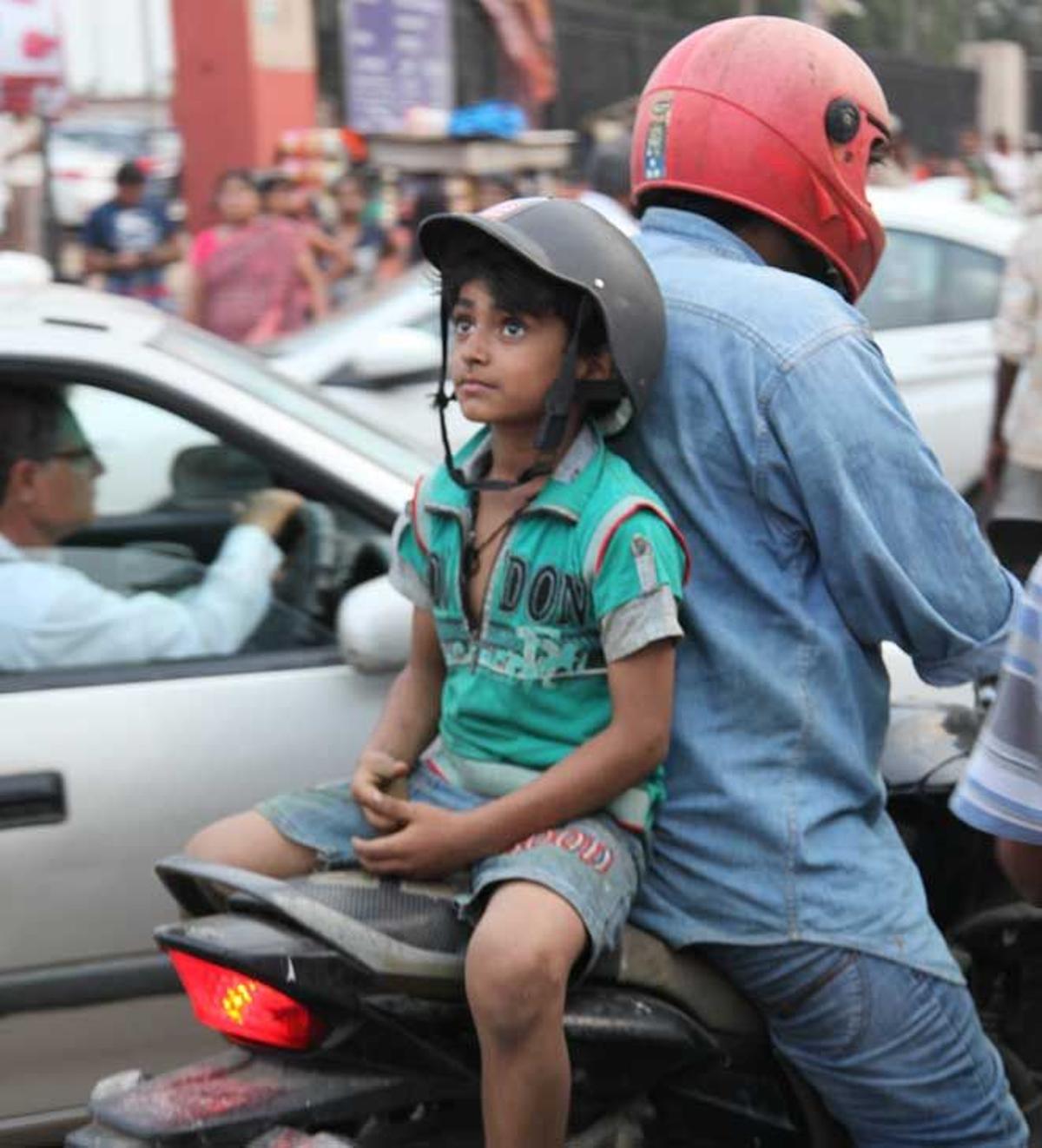 Tráfico en Delhi.