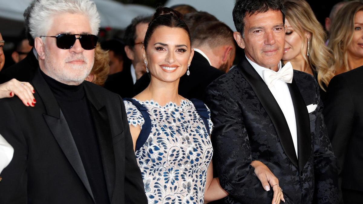 Pedro Almodóvar, Penélope Cruz y Antonio Banderas, en la última edición del festival, en 2019.