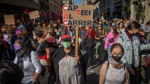 Manifestación contra el abuso de la interinidad en la Administración, en Barcelona.