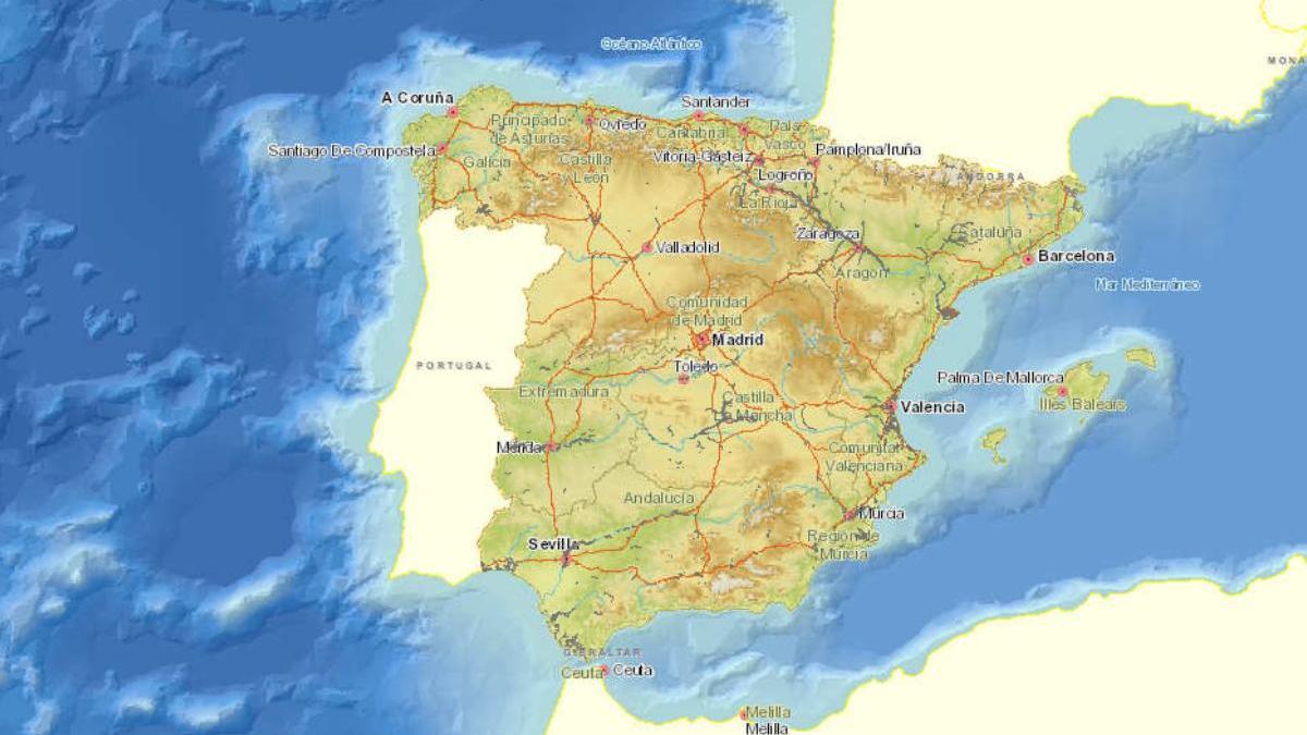 Imagen del mapa interactivo del Ministerio para comprobar las zonas inundables de España.