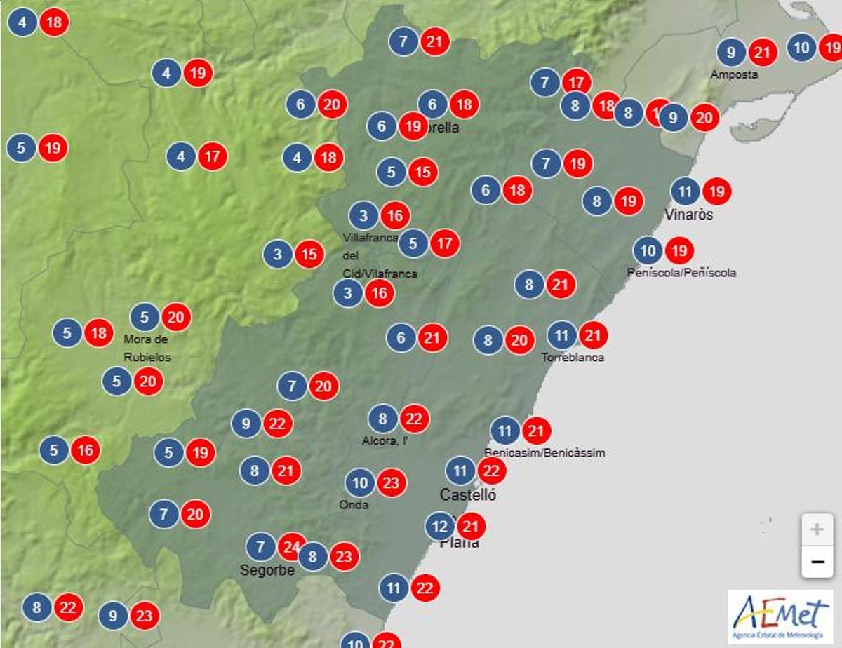 Temperaturas mínimas y máximas para el Viernes Santo en Castellón