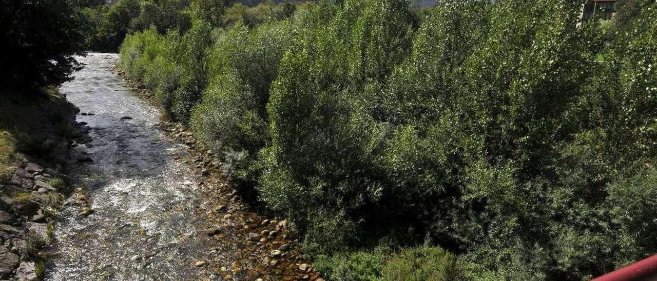 El río Nalón a su paso por La Chalana, en el concejo de Laviana.