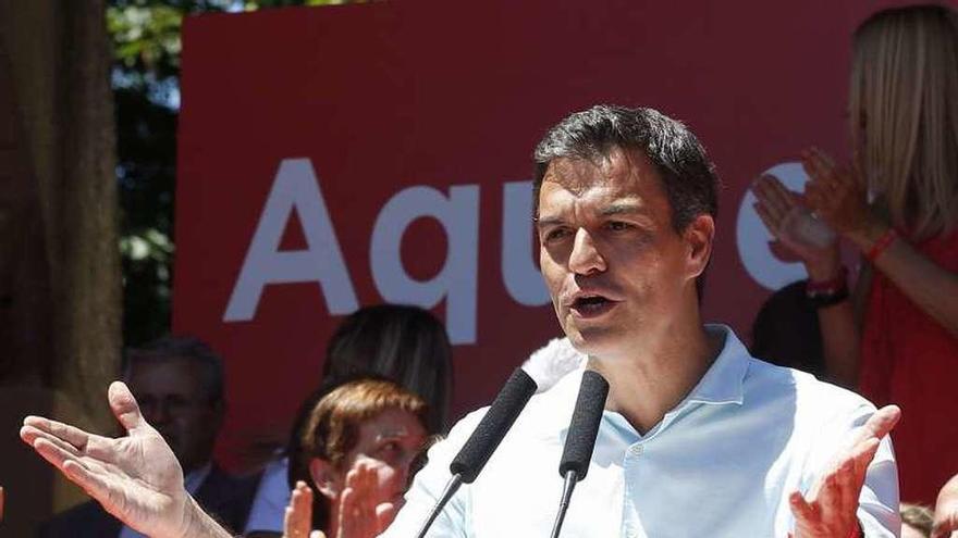 Pedro Sánchez en su mítin de Madrid. // Efe