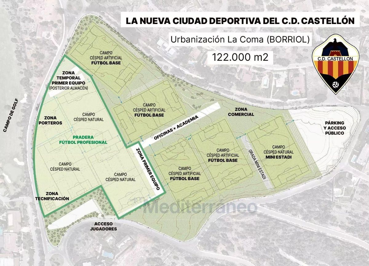 Mapa de la ciudad deportiva de Borriol.