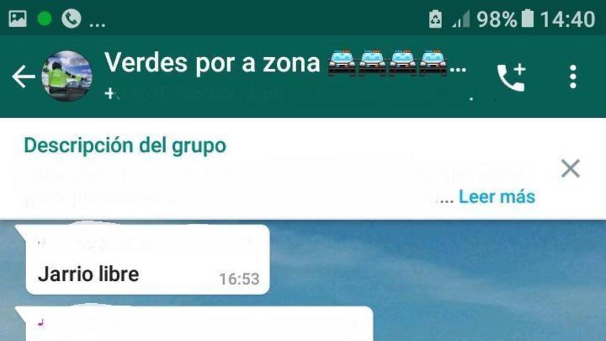 Pantallazo de los mensajes de uno de los grupos.