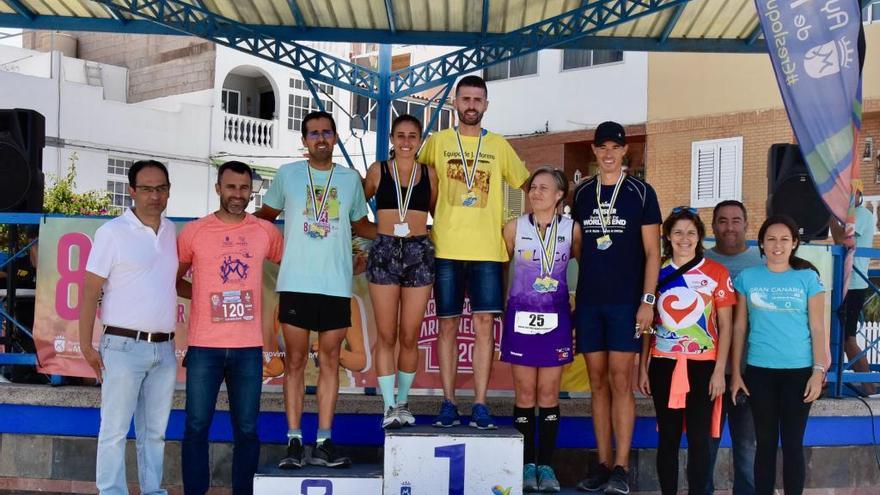 Podio 10 km masculino y femenino de la Carrera Popular de Arguinegui?n 2020.