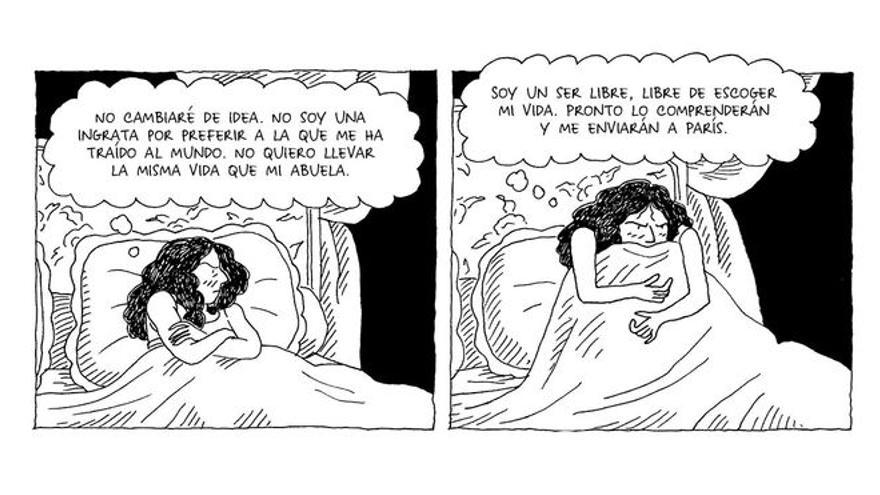 George Sand, de joven, en el cómic.