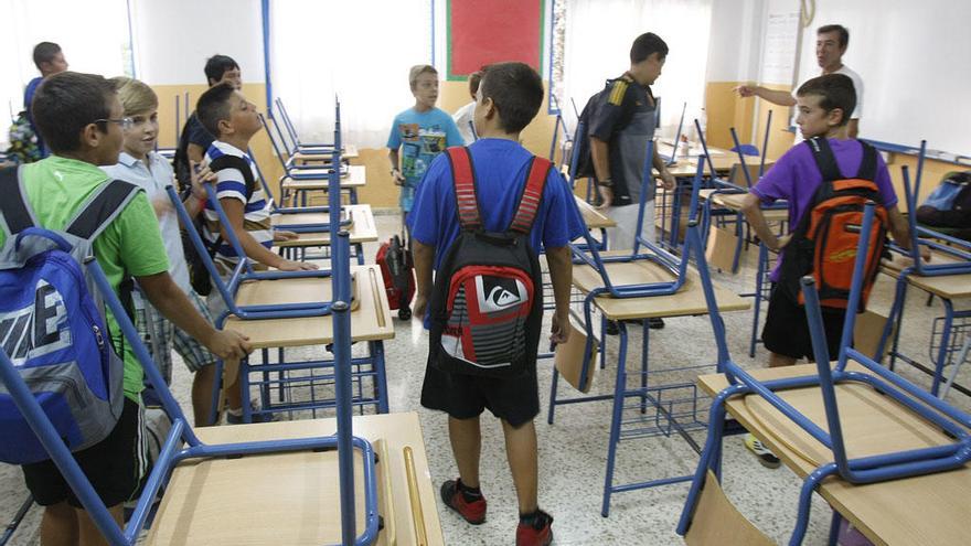 Primer día de clase en un colegio de Málaga capital.