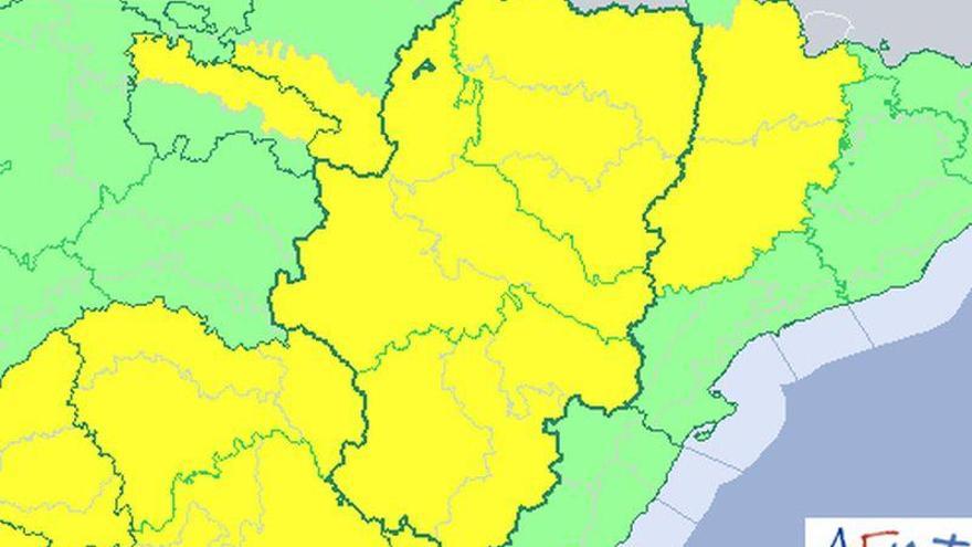 Alerta amarilla por altas temperaturas y tormentas en todo Aragón