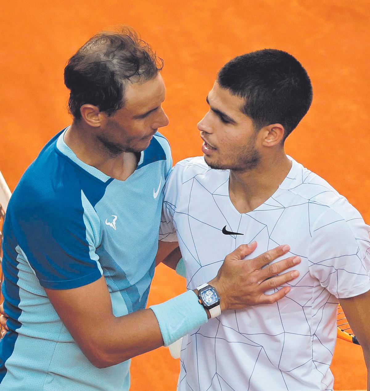 Rafael Nadal y Carlos Alcaraz en el Mutua Madrid Open