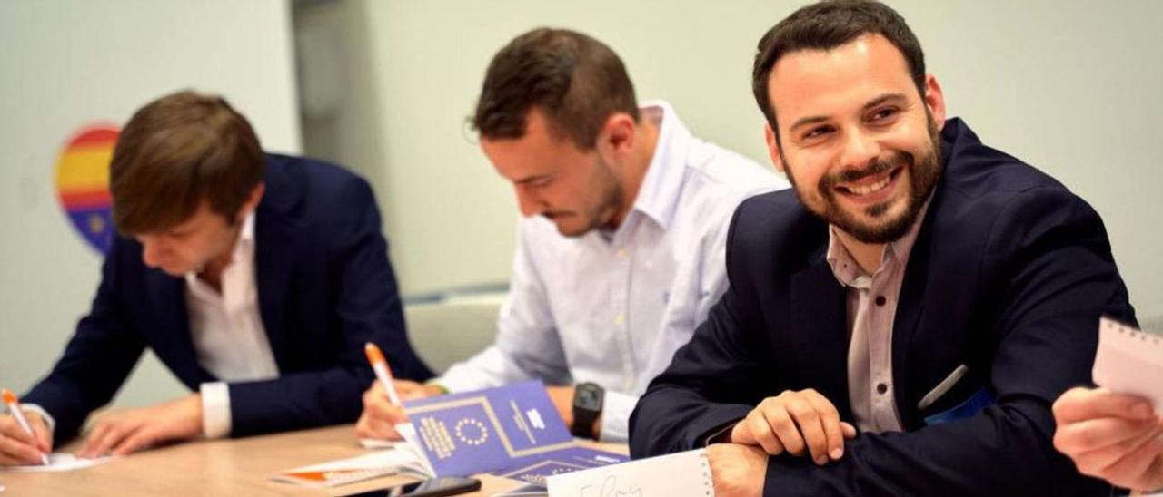 Eloy Tomé, durante una visita reciente a Bruselas junto a otros representantes de Ciudadanos. |